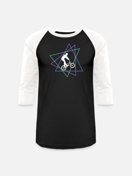 Geometric BMX Stunt Rider - Unisex Baseball T-Shirt - black/white
