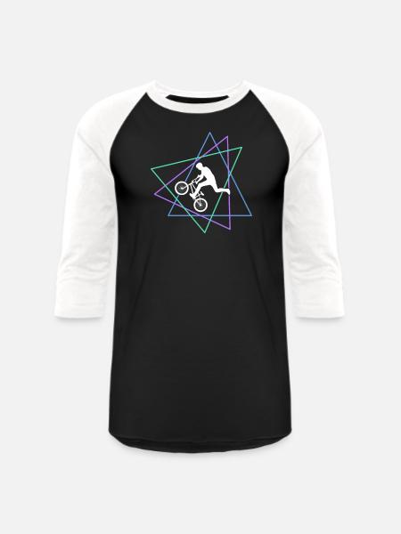 Geometric BMX Stunt Rider - Unisex Baseball T-Shirt - black/white