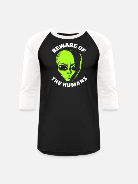 Alien Face - Unisex Baseball T-Shirt - black/white