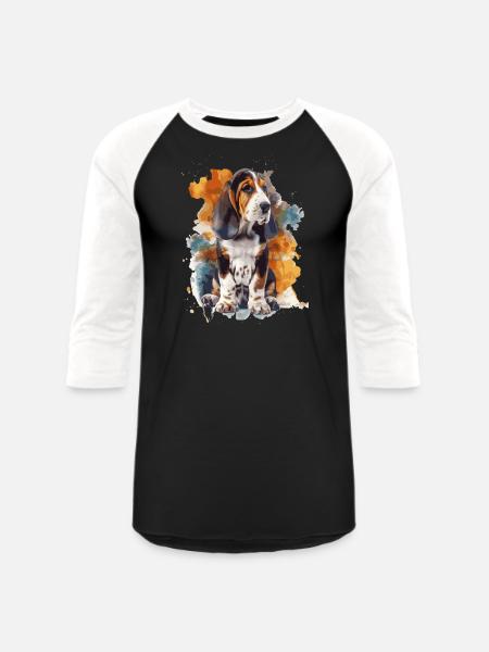 Basset Hound - Unisex Baseball T-Shirt - black/white