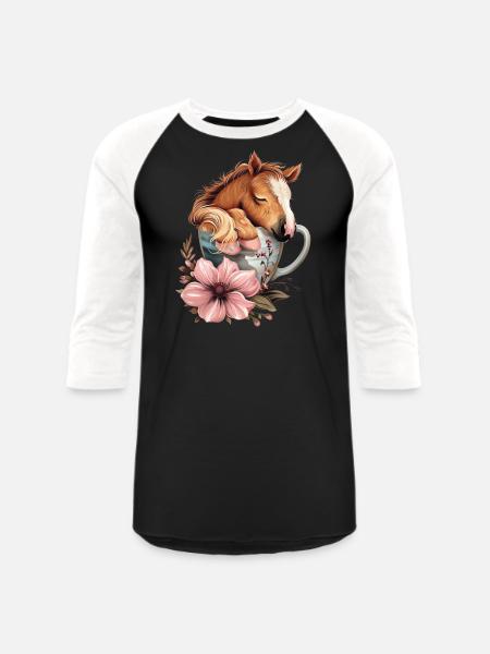 Horse - Unisex Baseball T-Shirt - black/white