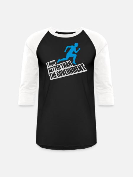 run better than government - Unisex Baseball T-Shirt - black/white