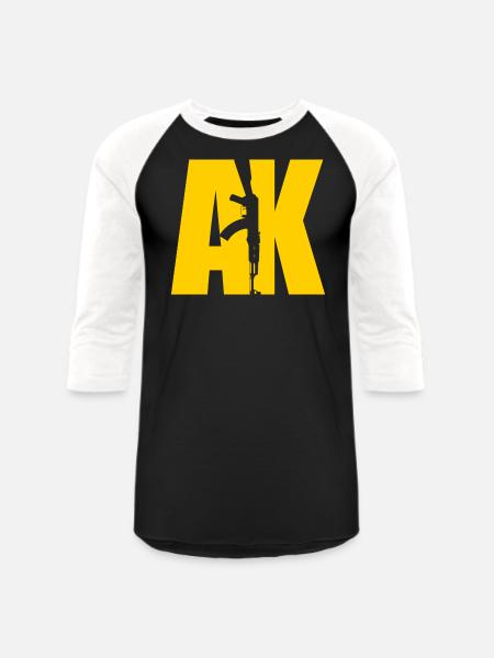 AK47 YELLOW - Unisex Baseball T-Shirt - black/white