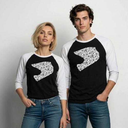 Floral Helmet - Unisex Baseball T-Shirt