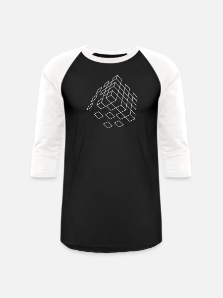 Cubic Wireframe black design - Unisex Baseball T-Shirt - black/white