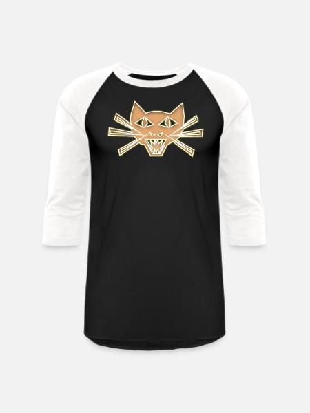 Cat Face - Unisex Baseball T-Shirt - black/white