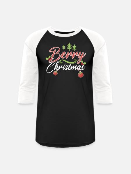 Berry Christmas Strawberry - Unisex Baseball T-Shirt - black/white