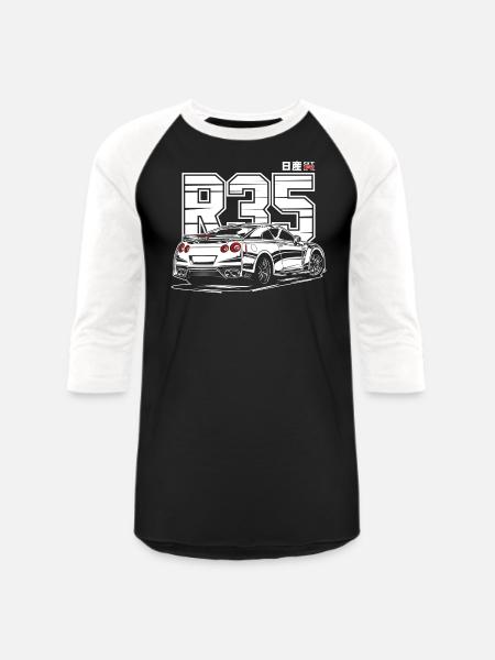 Gtr R35abcdabcdabcdwhite Print - Unisex Baseball T-Shirt - black/white