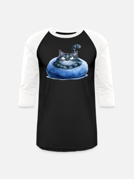 Funny Cat - Unisex Baseball T-Shirt - black/white