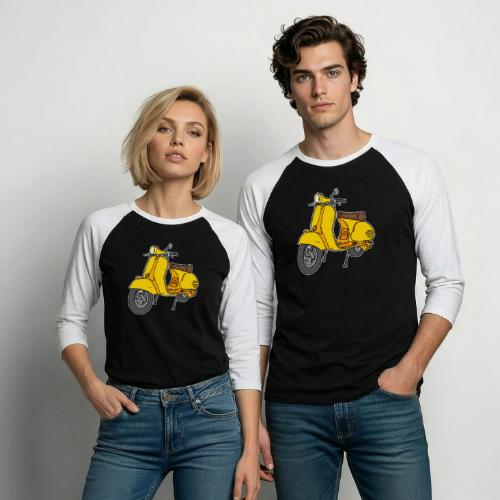 Yellow motor scooter - Unisex Baseball T-Shirt