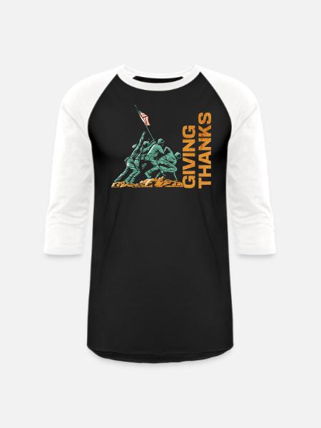 Giving Thanks - Unisex Baseball T-Shirt - black/white