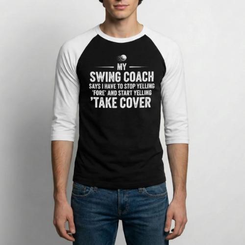 Stop Yelling Fore Start Yelling Take Cover - Golf - Unisex Baseball T-Shirt