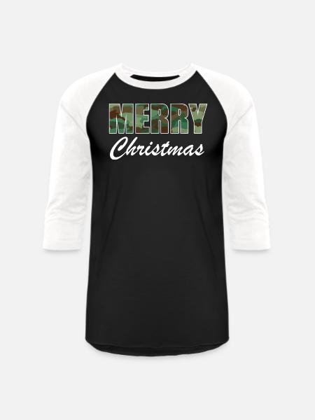 Camo Merry Christmas - Unisex Baseball T-Shirt - black/white