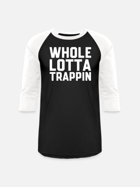 Whole Lotta Trappin - Unisex Baseball T-Shirt - black/white