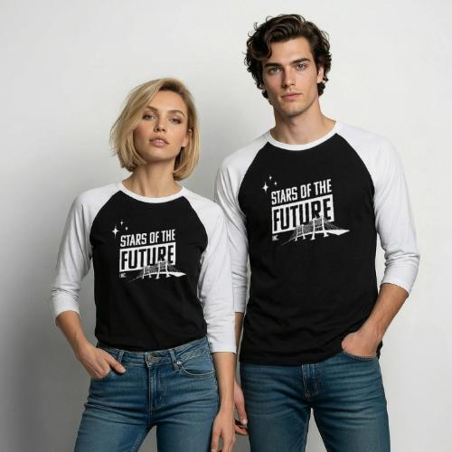 Stars of the Future - New Logo in White - Unisex Baseball T-Shirt
