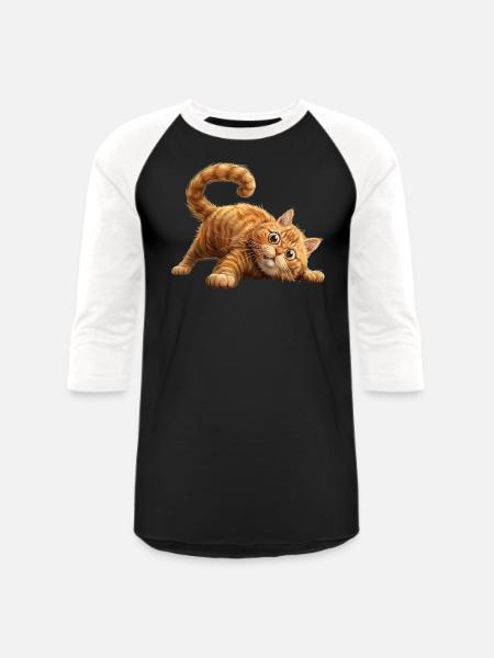 Funny Cat - Unisex Baseball T-Shirt - black/white