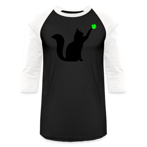 Cat and 4 Leaf Clover - Unisex Baseball T-Shirt