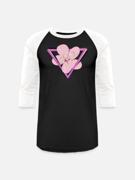 Vaporwave Cherry Blossoms - Unisex Baseball T-Shirt - black/white