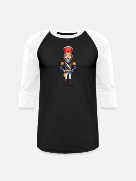 Nutcracker Figurine - Unisex Baseball T-Shirt - black/white