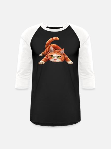 Funny Cat - Unisex Baseball T-Shirt - black/white