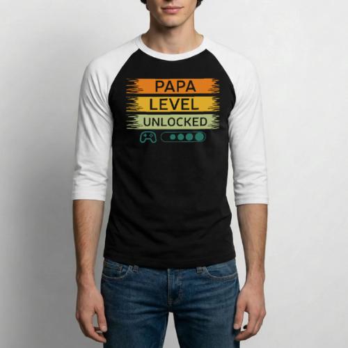 Papa Level Unlocked! - Unisex Baseball T-Shirt