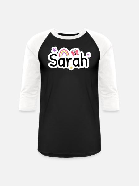 Sarah name cute design - Unisex Baseball T-Shirt - black/white