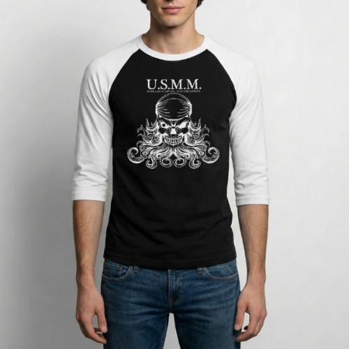 USMM, work like a captain, play like a pirate - Unisex Baseball T-Shirt
