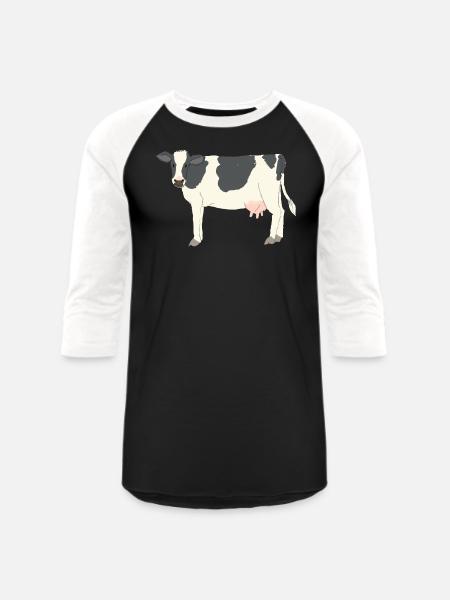Black And White Cow - Unisex Baseball T-Shirt - black/white