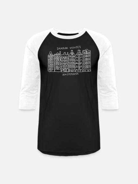 Amsterdam Damrak Houses - Unisex Baseball T-Shirt - black/white