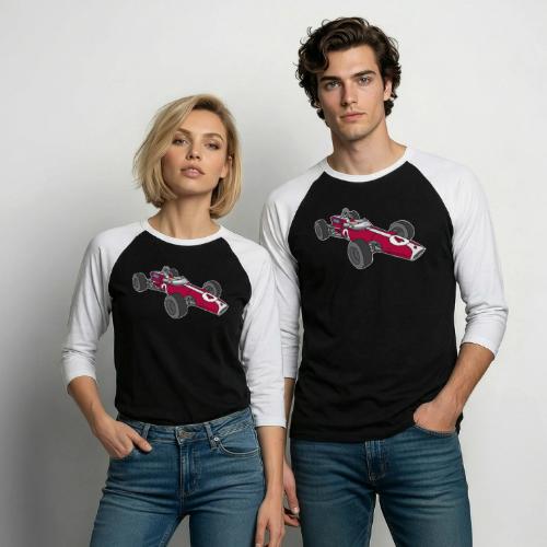 Red racing car, racecar, sportscar - Unisex Baseball T-Shirt