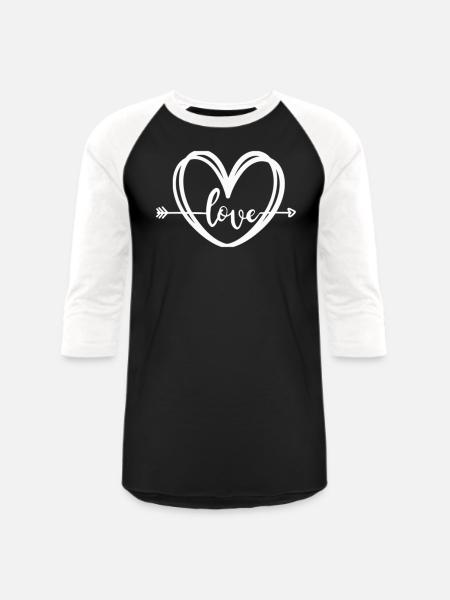 Love from the heart - Unisex Baseball T-Shirt - black/white