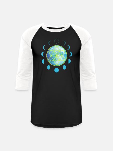 Seed of Life Moon - Unisex Baseball T-Shirt - black/white