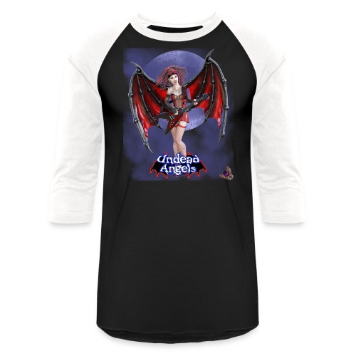 Undead Angels: Vampire Guitarist Crimson Full Moon - Unisex Baseball T-Shirt