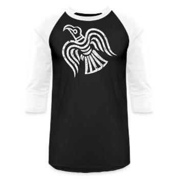 raven of odin distressed - Unisex Baseball T-Shirt - black/white - Front - AI Model Female 172 light (172cm) & AI Model Male 178 light (178cm)