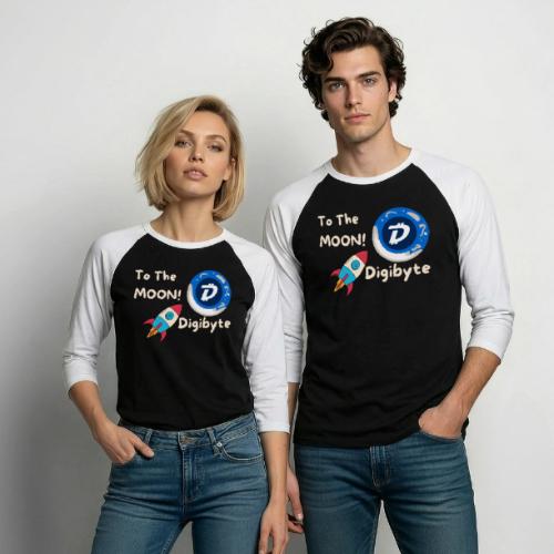 Digibyte To The Moon- - Unisex Baseball T-Shirt