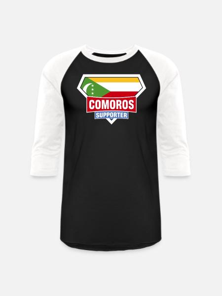 Comoros Supporter - Unisex Baseball T-Shirt - black/white