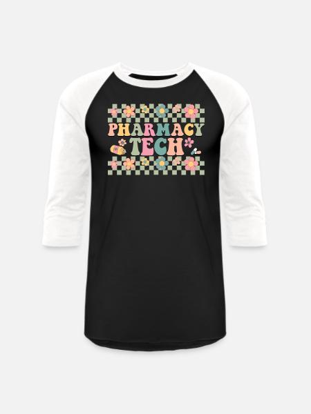 Pharmacy Tech sticker - Unisex Baseball T-Shirt - black/white