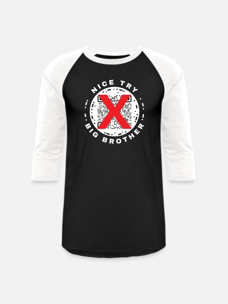 Nice Try Big Brother Privacy QR Code Design - Unisex Baseball T-Shirt - black/white