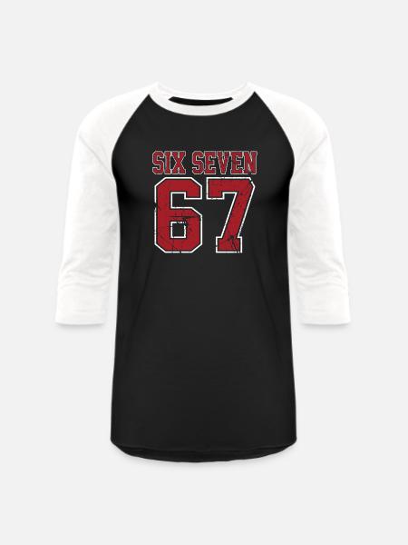 67 - Six Seven SixSeven 6-7 - Unisex Baseball T-Shirt - black/white