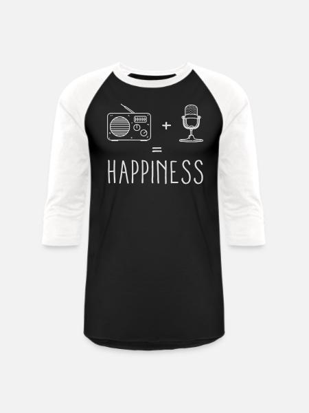 Radio + Microphone = Happiness - Unisex Baseball T-Shirt - black/white
