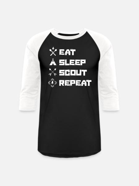 Eat Sleep Scout Repeat Scouting Hobby - Unisex Baseball T-Shirt - black/white
