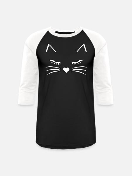 Cat Face - Unisex Baseball T-Shirt - black/white