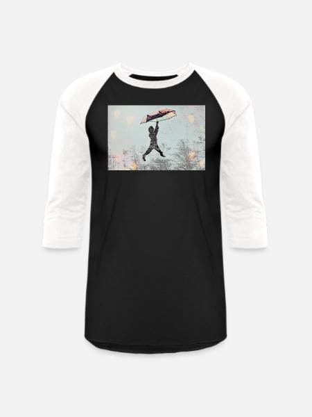 Umbrella Boy - Unisex Baseball T-Shirt - black/white