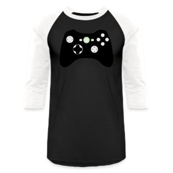 Xbox Controller - Unisex Baseball T-Shirt - black/white - Front - AI Model Female 172 light (172cm) & AI Model Male 178 light (178cm)