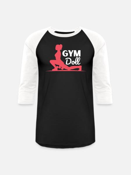 gym doll - Unisex Baseball T-Shirt - black/white