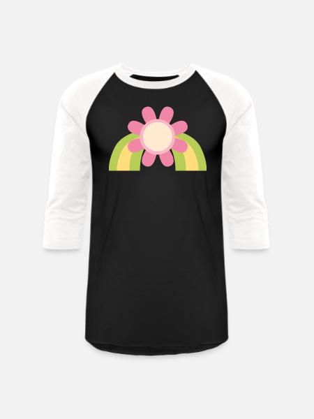 Flowers Cute Design - Unisex Baseball T-Shirt - black/white