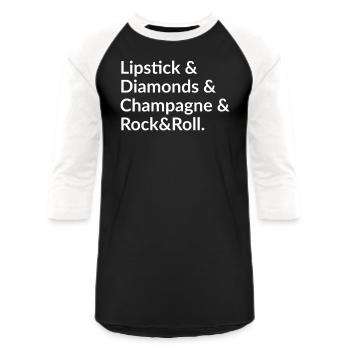 Lipstick Diamonds Champagne Rock Roll - Unisex Baseball T-Shirt - black/white - Front - AI Model Female 172 light (172cm) & AI Model Male 178 light (178cm)