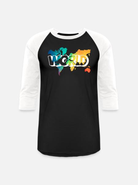 WORLD - Unisex Baseball T-Shirt - black/white