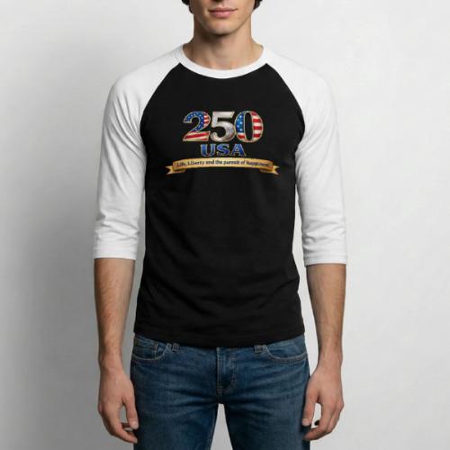 250 USA Liberty Banner - Unisex Baseball T-Shirt