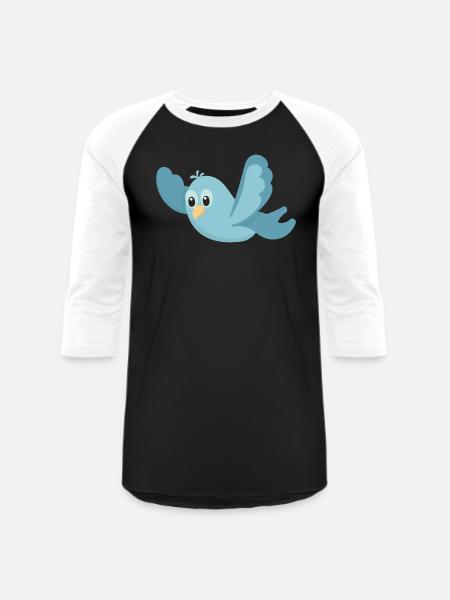 Cartoon Blue Bird - Unisex Baseball T-Shirt - black/white